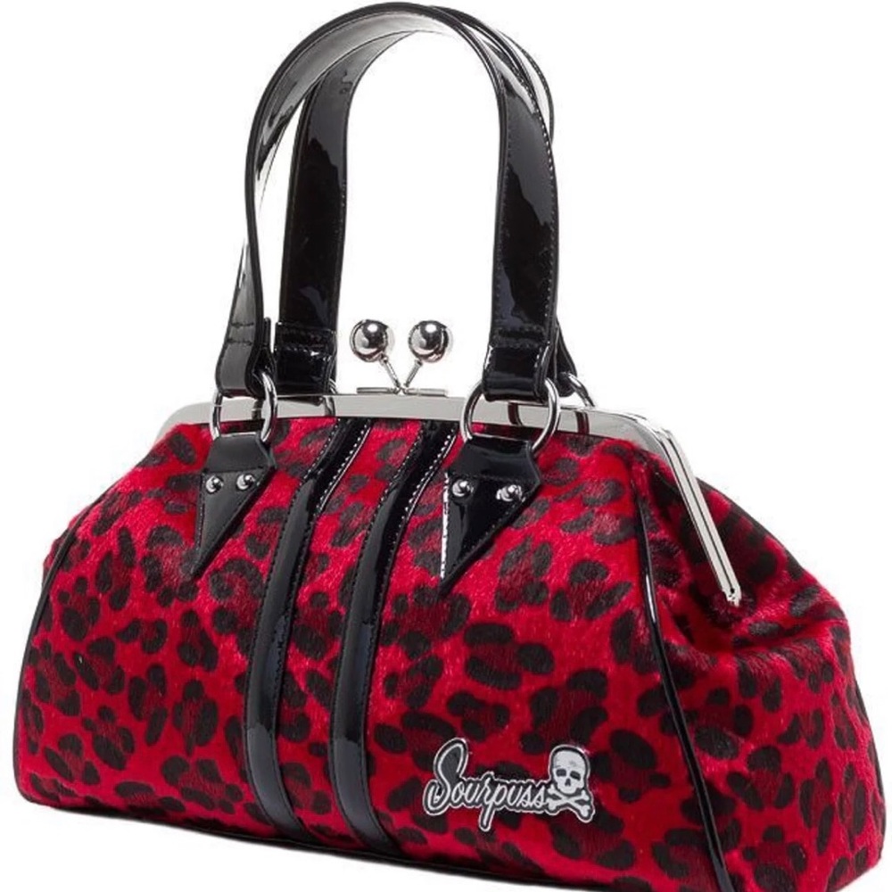 SOLD! Sourpuss red leopard print purse